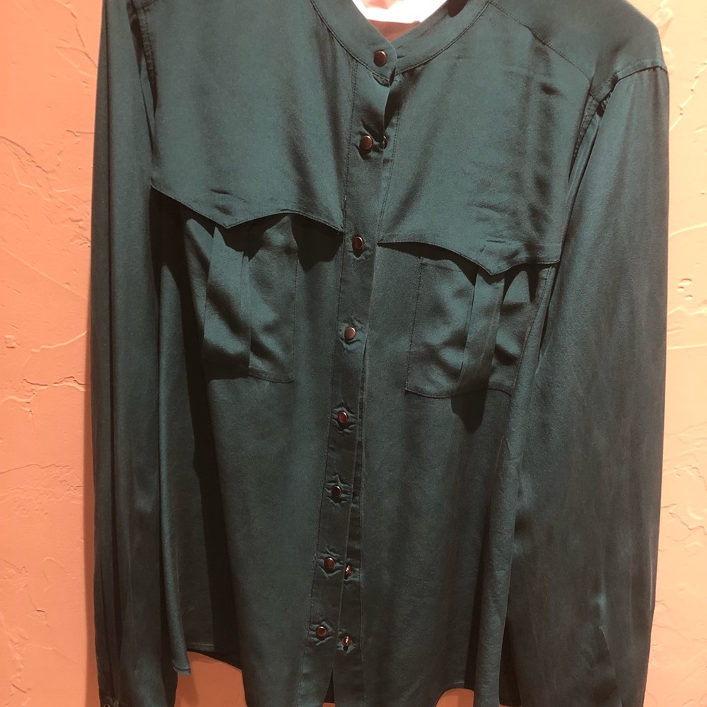 Bgbg maxazria emerald green silk blouse